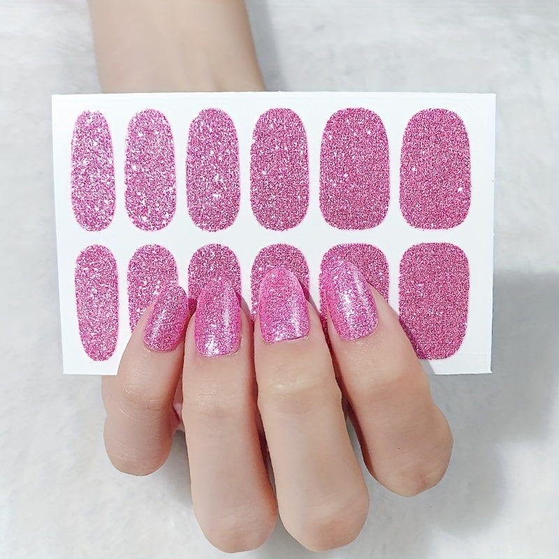 Glitter Nail Art Sticker Waterproof Full Stickers For Girls Women Sweet Cute DIY Nail Stickers Nail Accessories
